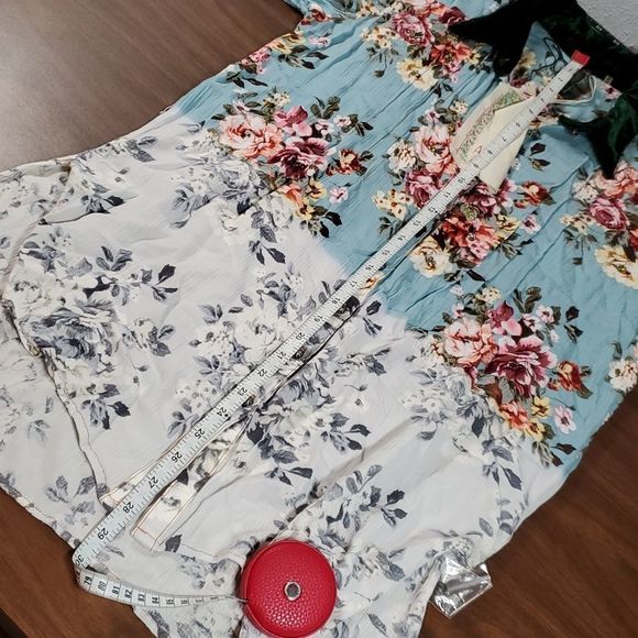 Aratta Silent Journey Floral Flower Blouse Button Down Shirt Velvet Collar Small - Picture 16 of 16